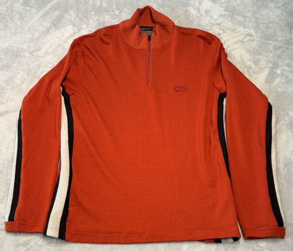 Medium Icebreaker Sport 100% Merino Wool 1/4 Zip Pullover Turtleneck Long Sleeve